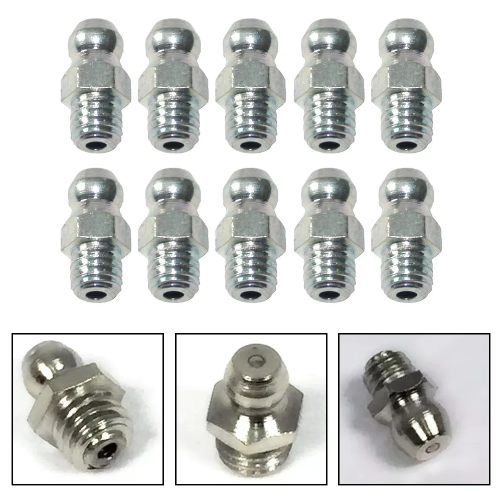 Galvanized Iron M6 Oil Nipples 10Pcs for Lathes and Industrial Equipment Compatible with Standard Lubrication Tools