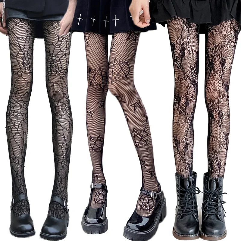 

Star Print Tights Sexy for Women Lace Pantyhose Black Nylon Elastic Tights Nightclubs Silk Stockings Lolita JK Fashion Underwear