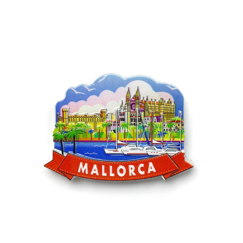 Resin Malaga refrigerator magnet - Spanish style decorative magnet - Travel souvenir for home refrigerator decoration