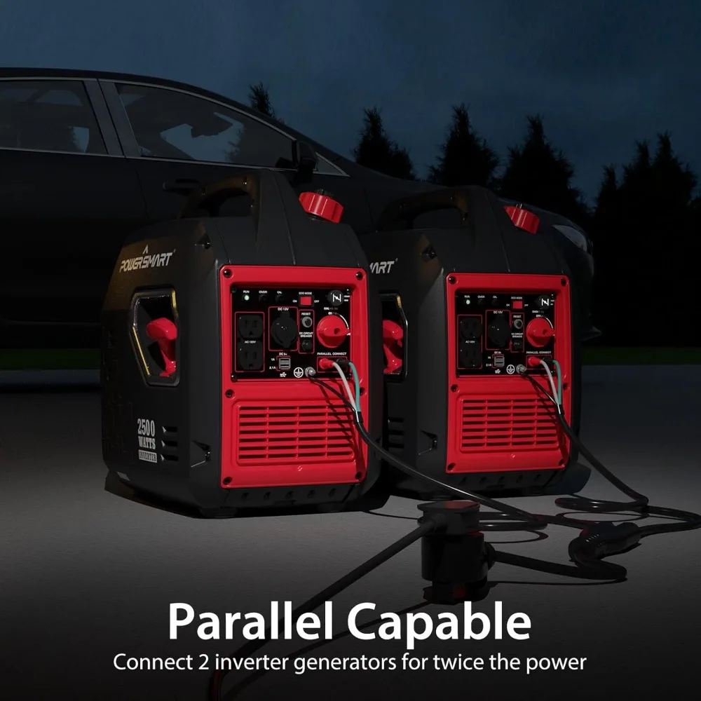 مولد عاكس الغاز المحمول PowerSmart 2500W - هادئ للغاية، كفاءة في الوقود، خفيف الوزن، متوافق مع CARB