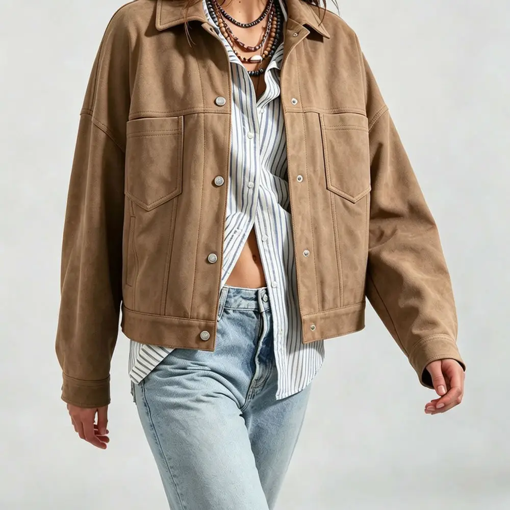 Womens Elegant Windbreaker Autumn Winter Casual Trench Coat Long Sleeve Lapel Jacket Professional Slim Fit Basic Outerwear