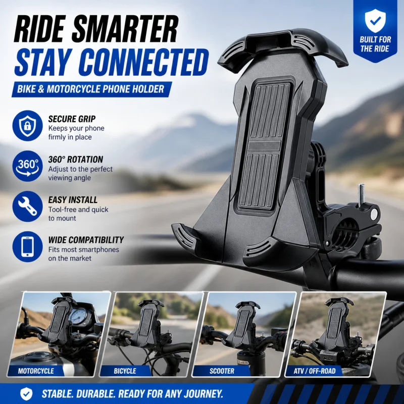 

360° Rotating Bike Phone Holder Shockproof Secure Mount