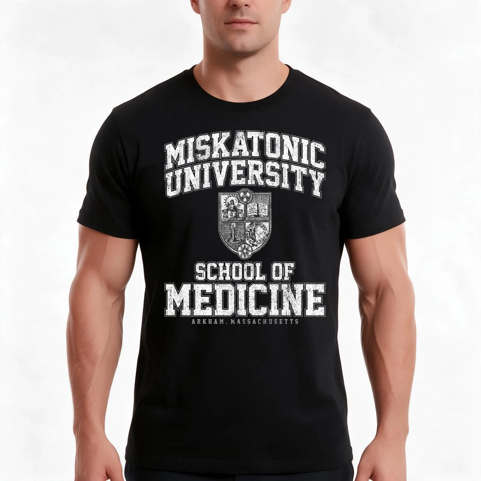 Miskatonic University School of Medicine T-Shirt, Summer Casual Cotton Tee, Oversized Streetwear Tops, Vintage Graphic Print
