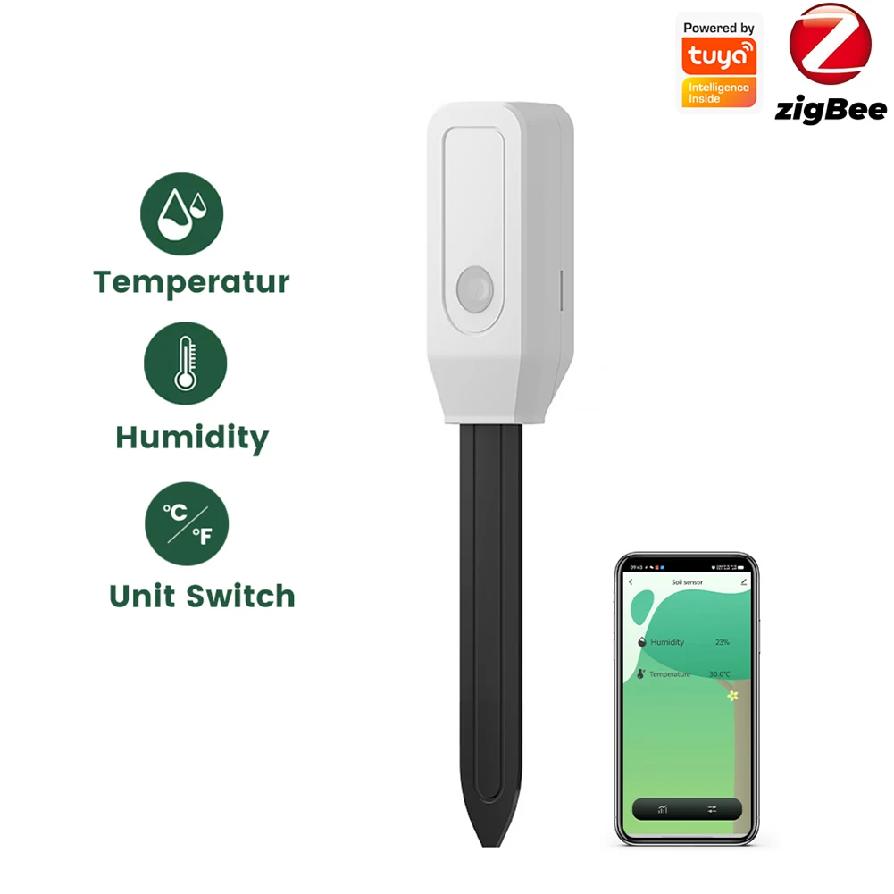 

WIFI Soil Tester APP Control Moisture Temperature Humidity Sensor Multi-Function Soil Water Content Monitor for Gardening
