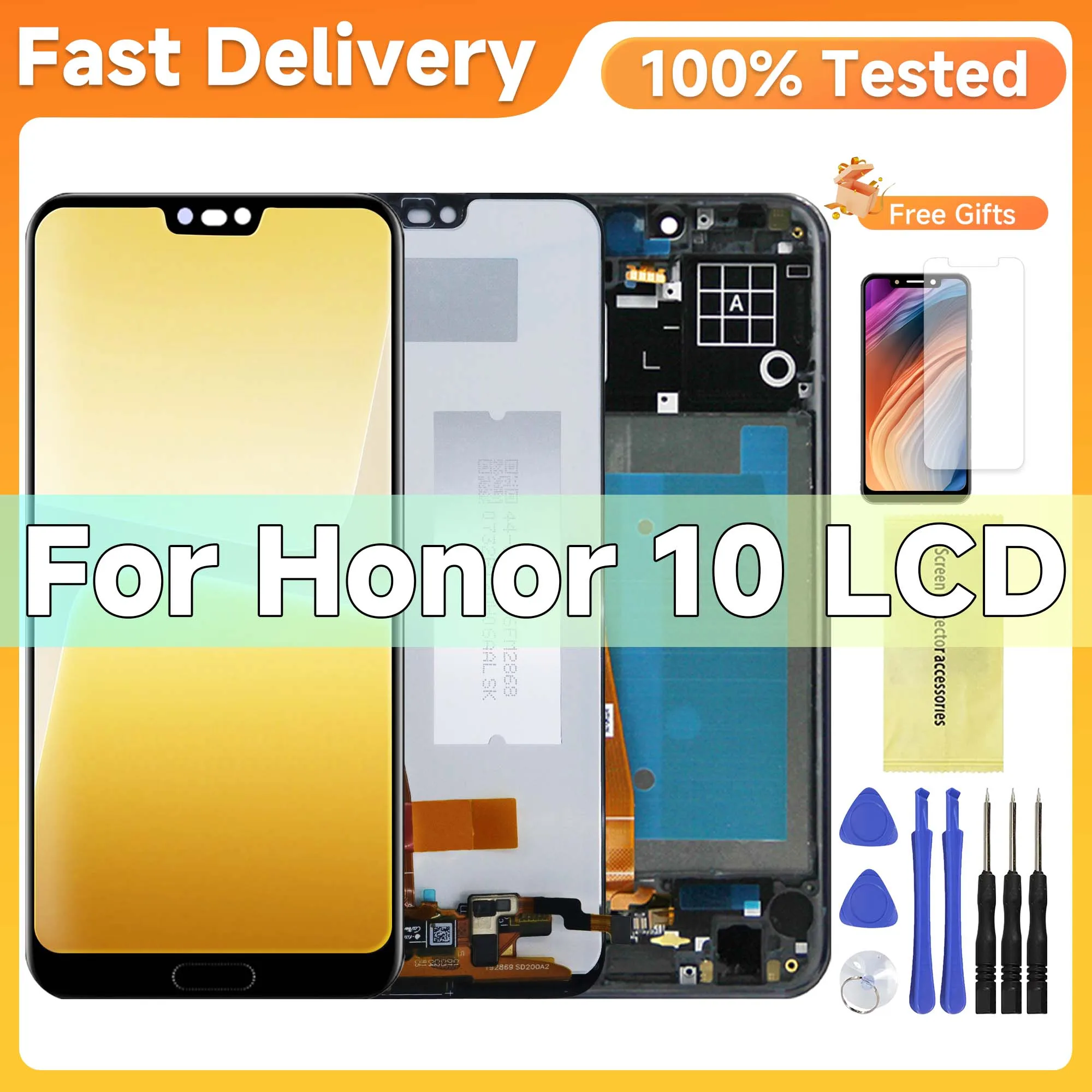 

5.84''LCD For Huawei Honor 10 Display with Fingerprint Touch Screen Digitizer Assembly Replace COL-AL10 COL-L29 L19 With Frame