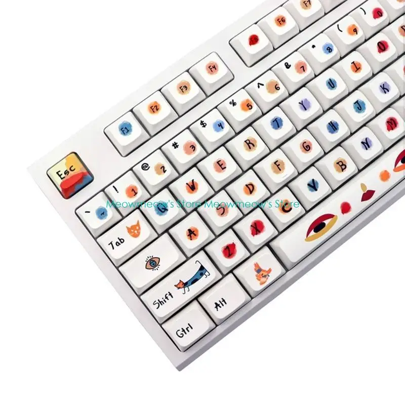 W91A 136 Keys Graffiti Cartoon XDA โปรไฟล์ Keycaps PBT Dye sublimation สำหรับสวิตช์เชอร์รี่ MX เหมาะกับ 61 68 75 104 108