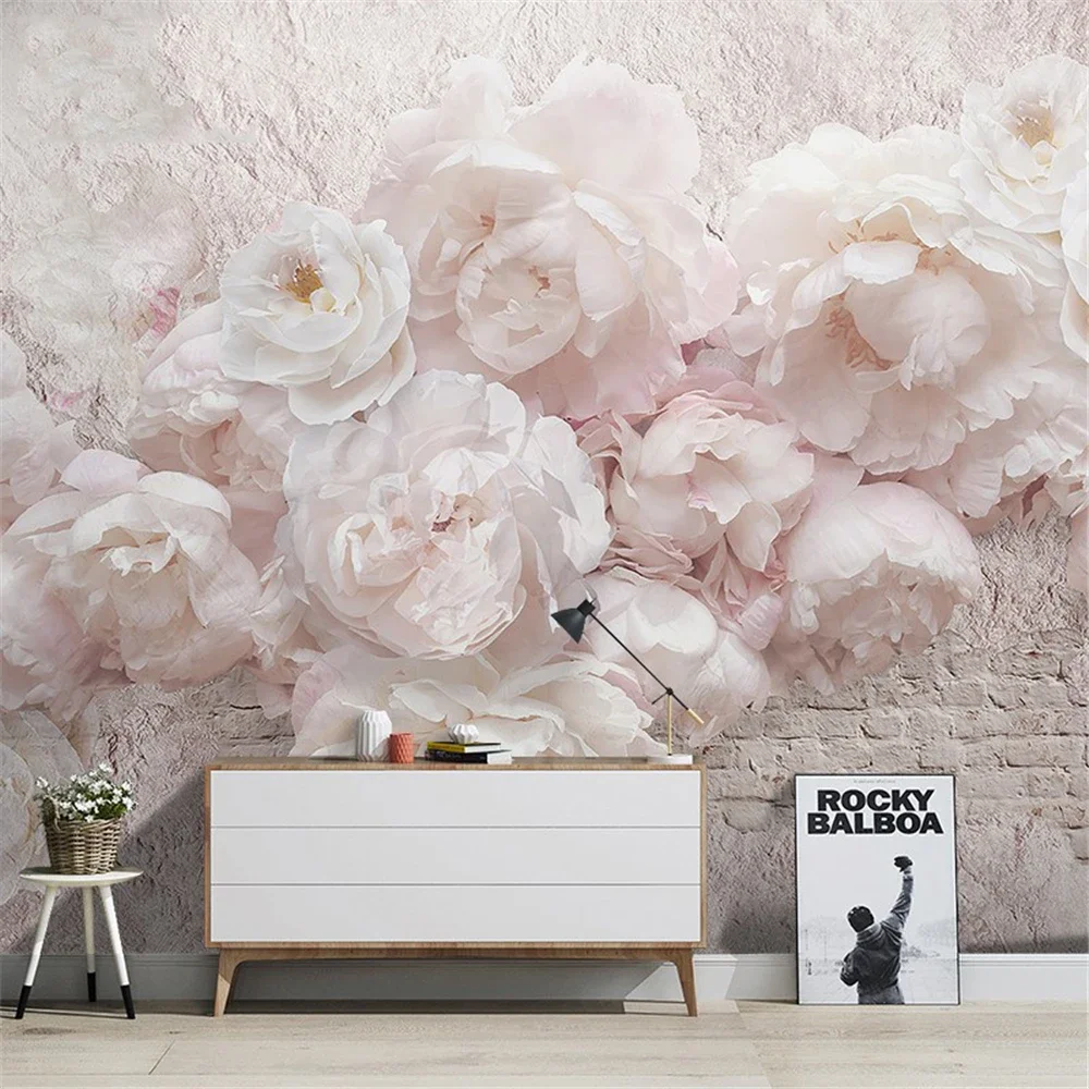 Custom size wallpaper Home decoration Wedding Room Princess Room wallpaper Pink flowers Rose decorative painting 3d wallpaper