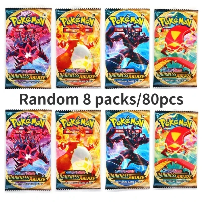 Random 40/80PCS Pokemon Cards Deck Box Pikachu English Party Games Tabletop Matchmaking Card Set Pokemon Cards\' Album Kids Toys