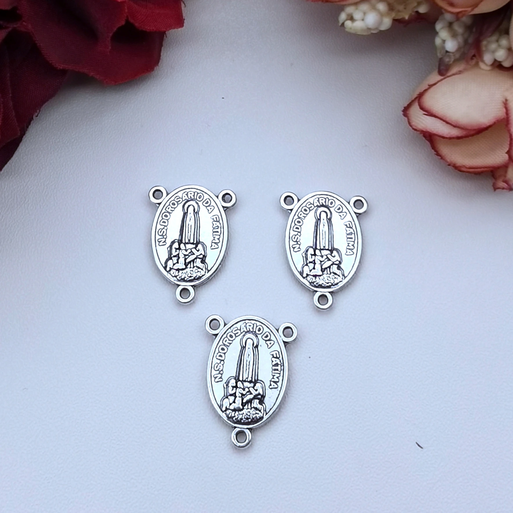 5Pack Retro Christian Catholic Porous Connectors Virgin Mary Holy Cross Holy Grail Charms DIY Jewelry Crafts Accessories 15*20mm