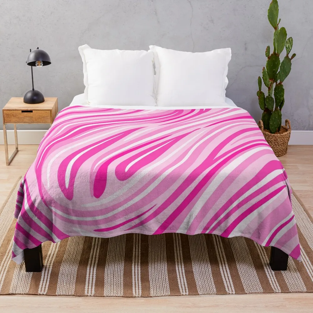 

Pink color curved stripes background Throw Blanket blankets and throws Plaid on the sofa cosplay anime Blankets