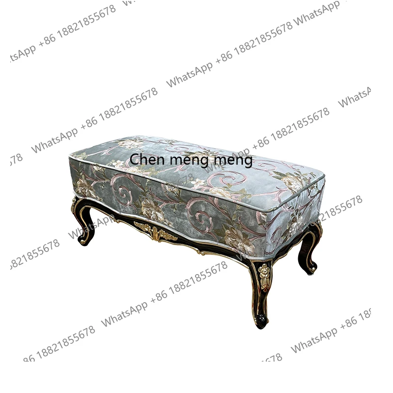 

French solid wood bedside stool European solid wood bed sofa shoe changing stool luxury bedside bench