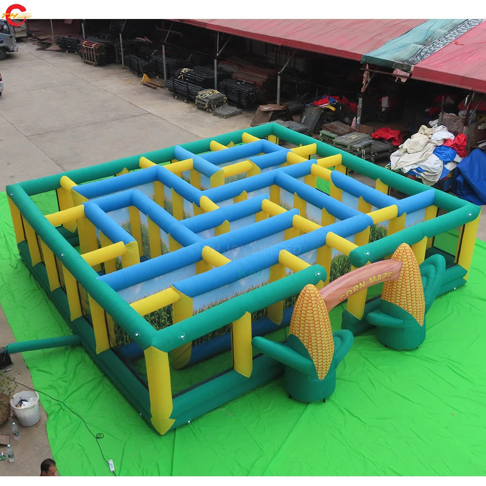 Quick Shipping 7m/8m/9m Giant Corn Maze Inflatable Maze Tag Carnival Game for Farm Attraction