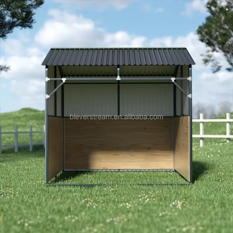 New Design Outdoor Livestock Shelter 12x12ft 3.6x3.6m Farm Cattle Sheep Horses Steel Frame Metal Sheet Roof Shelter