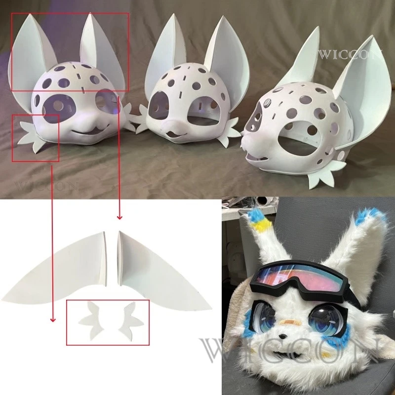 Anime Cosplay Harige Oormasker Schedel Kig Leuke Japanse Beest Headear COS Beest Masker Kostuum Rekwisieten Halloween Vrouw Man Rollenspel Cos