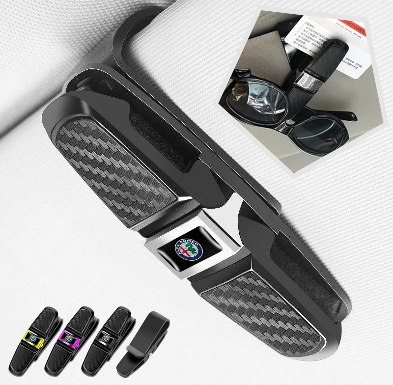 Car Interior Sunshade Card Ticket Storage Glasses Clip Accessories Tool For Alfa Romeo 4C 159 Spider Giulia Giulietta 156 Tonale