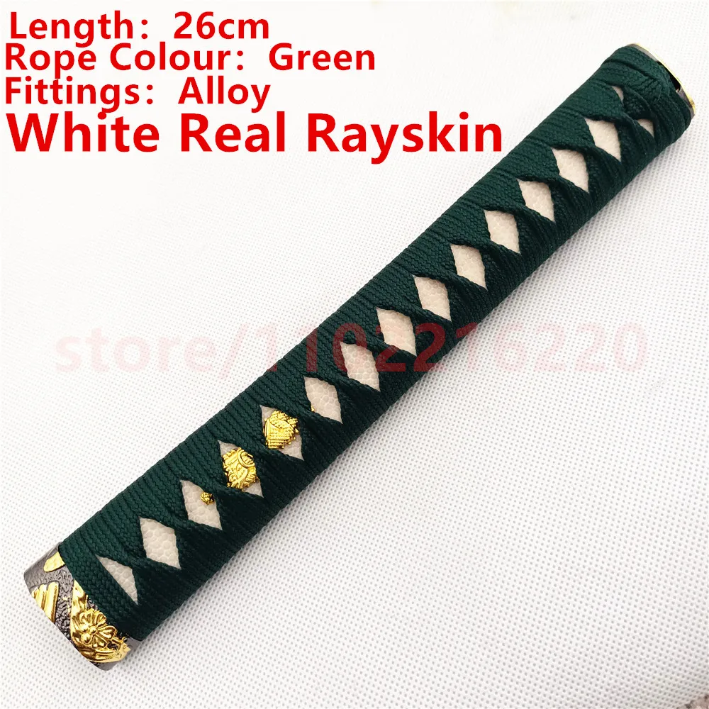 26cm Tsuka Handle Tsuka Alloy Fuchi Kashira Menuki White Real Rayskin For Japanese Japan Samurai Katana Sword Fittings Parts New