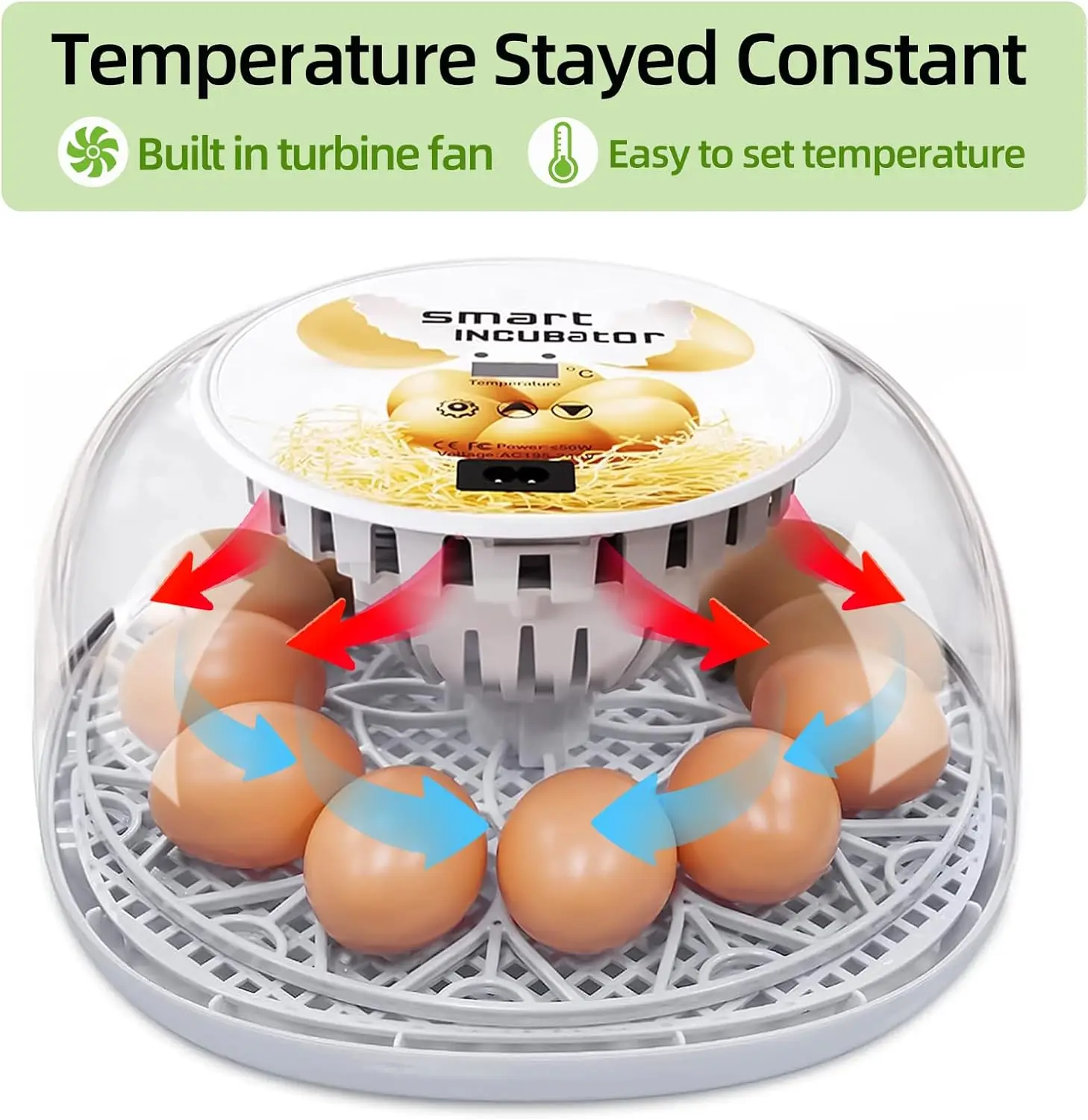 KLYM-Automatic Egg Incubators, 12 Egg Incubators, Temperature Control, Automatic Incubator, Hatches, Quails, Ducks Catchers