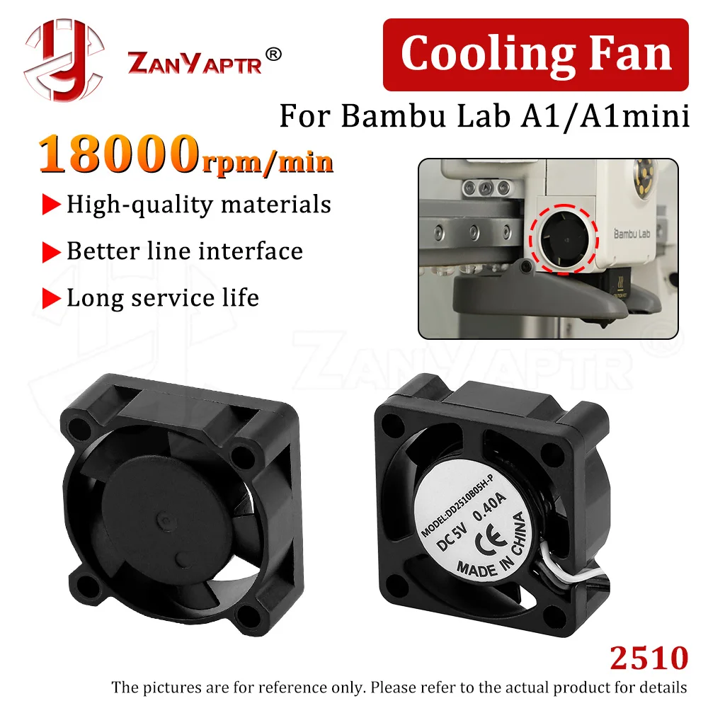 

For Bambu Lab A1 A1 Mini 18000 rpm/min 2510 Hotend Cooling Fan High-quality materials DC 5V 0.4A Fan for 3D printer accessories