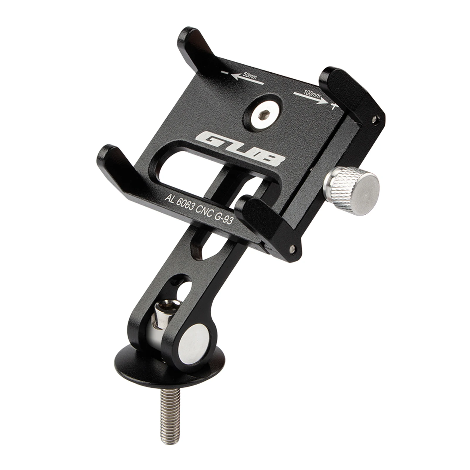 Bike Stem Phone Mount Anti-slip Adjustable Aluminum Bicycle Phone Holder for 3.7-7.2In Mobile Phones Bicycle Instrument Bracket