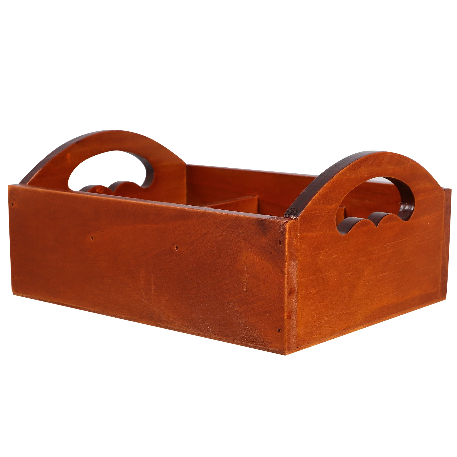 

Solid Wood Storage Box 6 Compartments Brown Desktop Organizer Tea Bag Container Coffee Sugar Holder Wooden Compartment Box