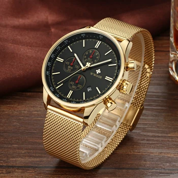 WWOOR men&#x27;s watches top luxury brand classic Quartz watch men chronograph waterproof wristwatch stainless steel strap date