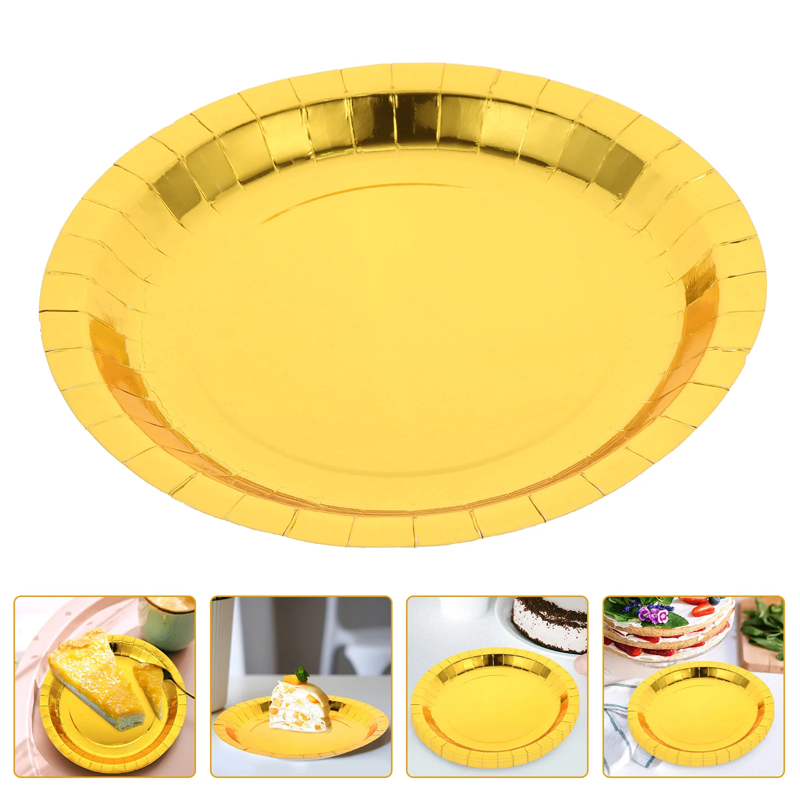 Food Serving Plate Foil Stamping Cake Pan Party Accessory Multi-function Dish Gold Plates