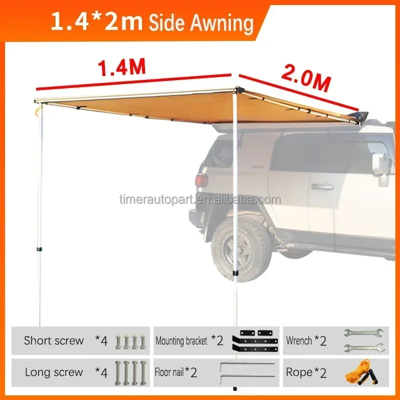 Overland 4X4 Truck Camper Awnings For Roof Racks Outdoor Motorhome 1.4X2M For Sale Waterproof Durable Outdoor Camping Tents