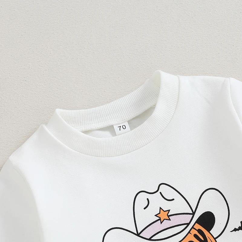 

Baby Boys Pants Set Long Sleeve Crew Neck Letters Print Sweatshirt with Pumpkin Ghost Sweatpants Halloween Clothes