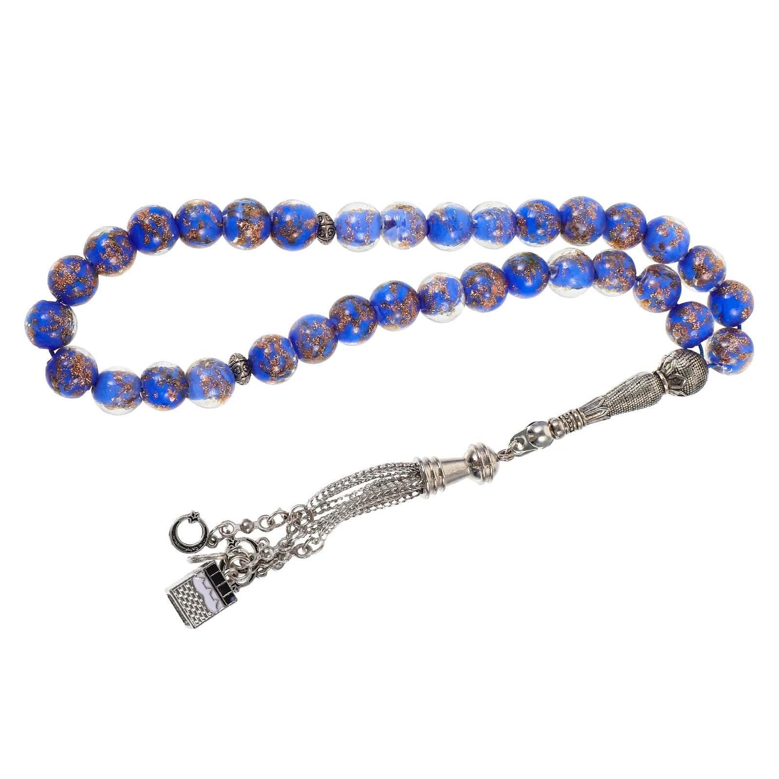 

Muslim Prayer Rosary Islamic Glass Beads Bracelet Blue H String Religious Supplies Necklace Popular Accessories