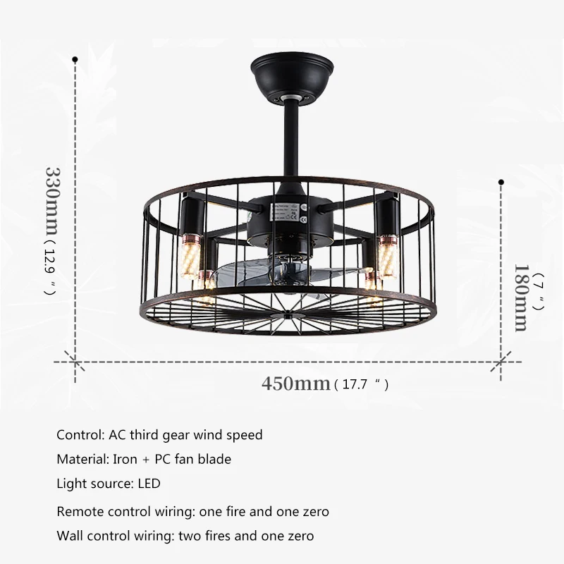 Irmão americano ventiladores de teto luzes preto lâmpada led com controle remoto para casa quarto sala jantar loft retro