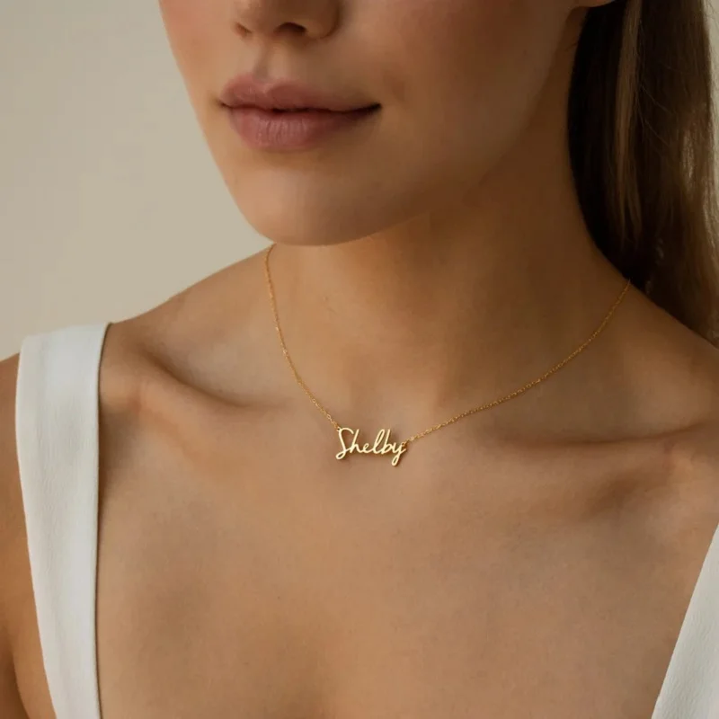 

Custom Name Necklace for Women 18k Gold Plated Stainless Steel Jewelry Personalized Nameplate Pendant Chain Choker Birthday Gift