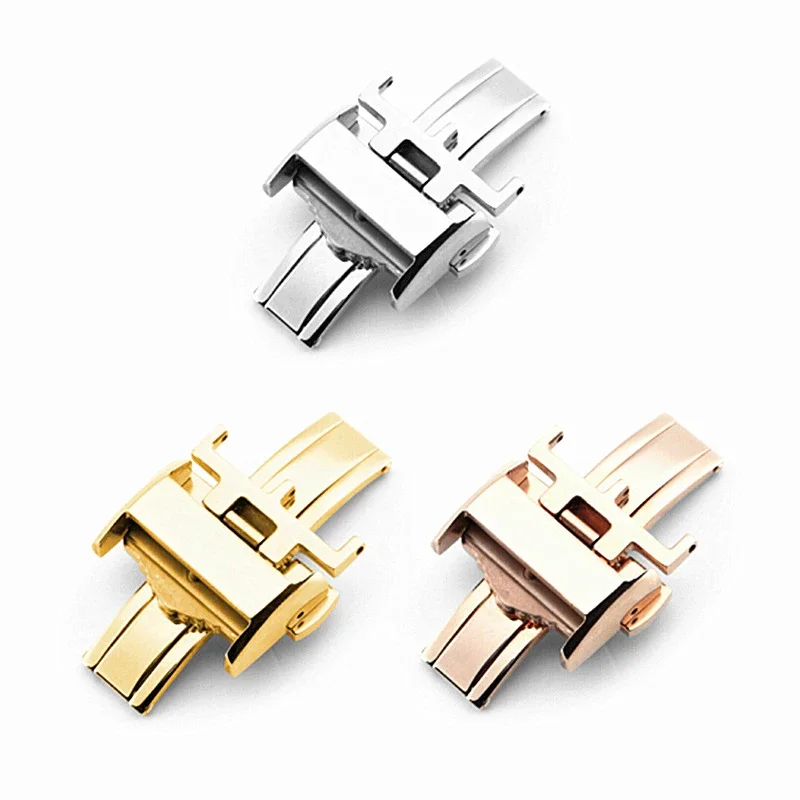 Watch Clasp For Longines L2 Silver Gold Rose Gold 12/14/16/18mm Fashion WatchBands Strap Clasp Stainless Steel Butterfly Buckle