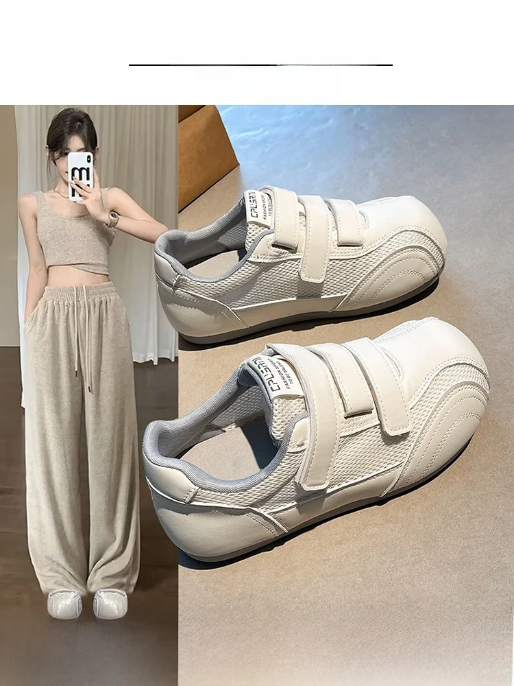 breathable-mesh-sporty-thick-bottom-flat-women's-dequn-shoes-adhesive-closure-low-cut-rubber-sole-lightweight-casual-shoes