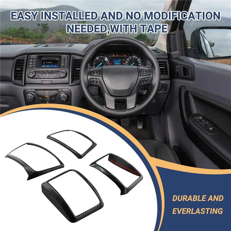 

AC34-Carbon Fiber Central Control Dashboard Air Outlet Vent Frame Trim For Ford Ranger / Everest 2015-2021 Accessories