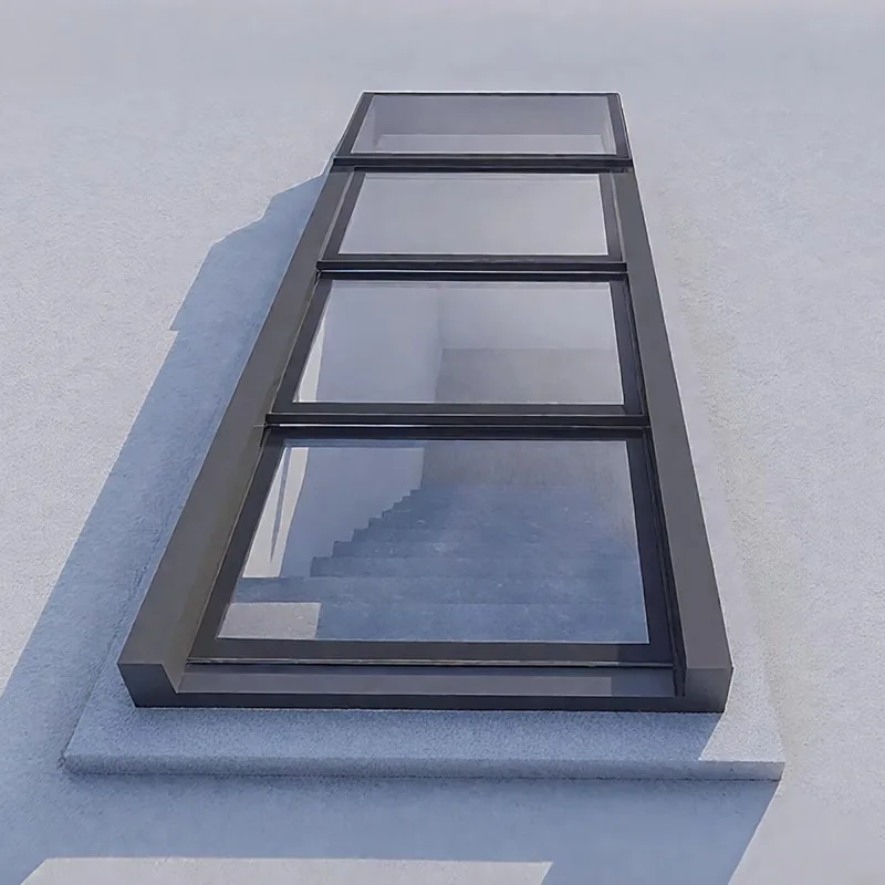 Intelligent Motorized Moving Glass Panel Roof Design Staircase Exit Electric Retractable Sliding Roofing Skylight Window Systems
