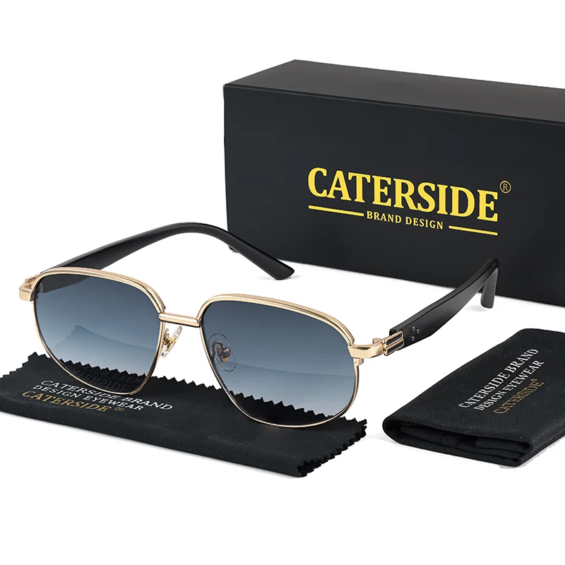 CATERSIDE Retro Pilot Sunglasses Men Metal Frame Fashion High-Quality Women Sun Glasses Business Party Sports Lunette De Soleil