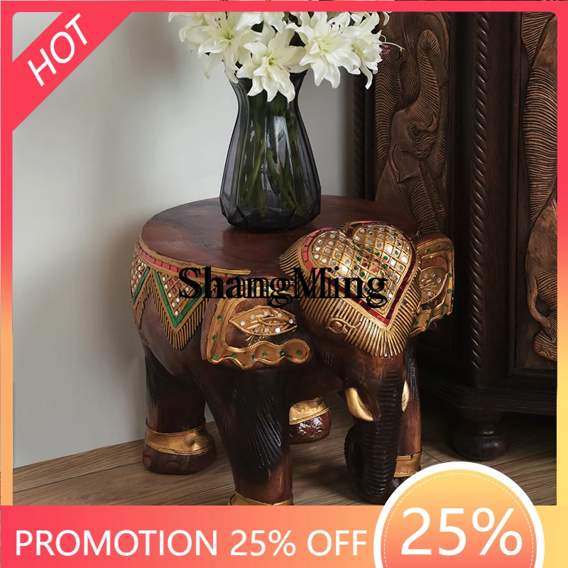 FGgood-looking  solid wood stool household living room elephant animal stool door shoe change bench Chinese low stool