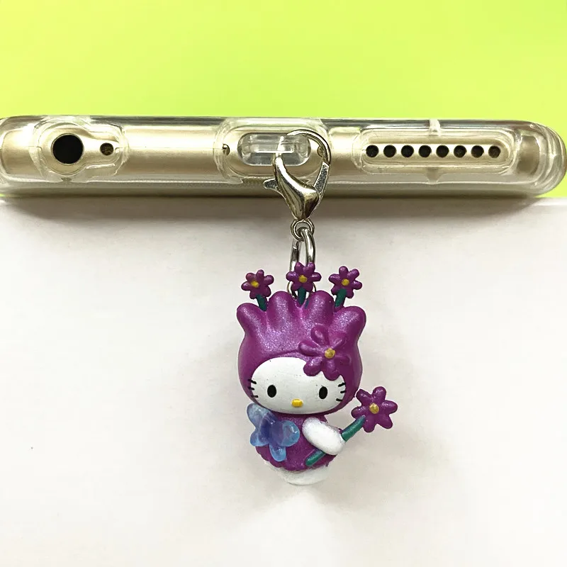 Miniso Смола Hello Kitty Подвеска для мобильного телефона Пылезащитные заглушки iPhone Samsung Xiaomi Huawei Type C Защитные пленки зарядного Фото №5