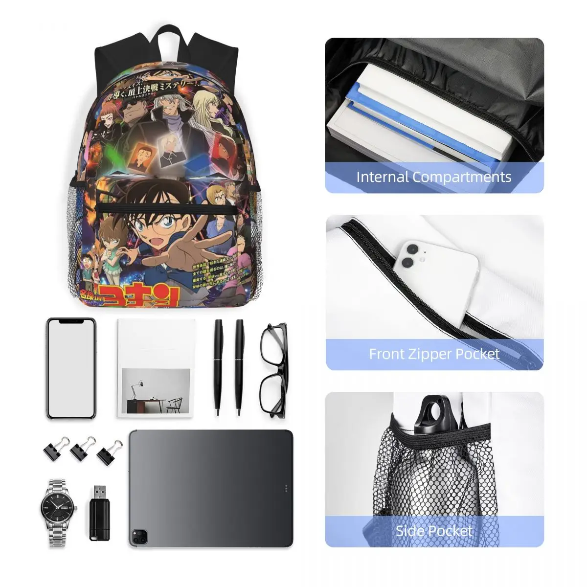 أنيمي جديد المحقق كونان حقيبة ظهر الطالب حقيبة مدرسية المشي لمسافات طويلة السفر Daypack للبنين بنات موضة حقيبة الكتب حقائب الكتف