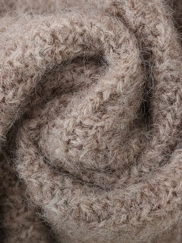 Nlzgmsj 2025 Autumn Chic Knitted Pullover  Mock Neck Sweater Fashion Casual  Lantern Sleeve Female Street Knitwear Top