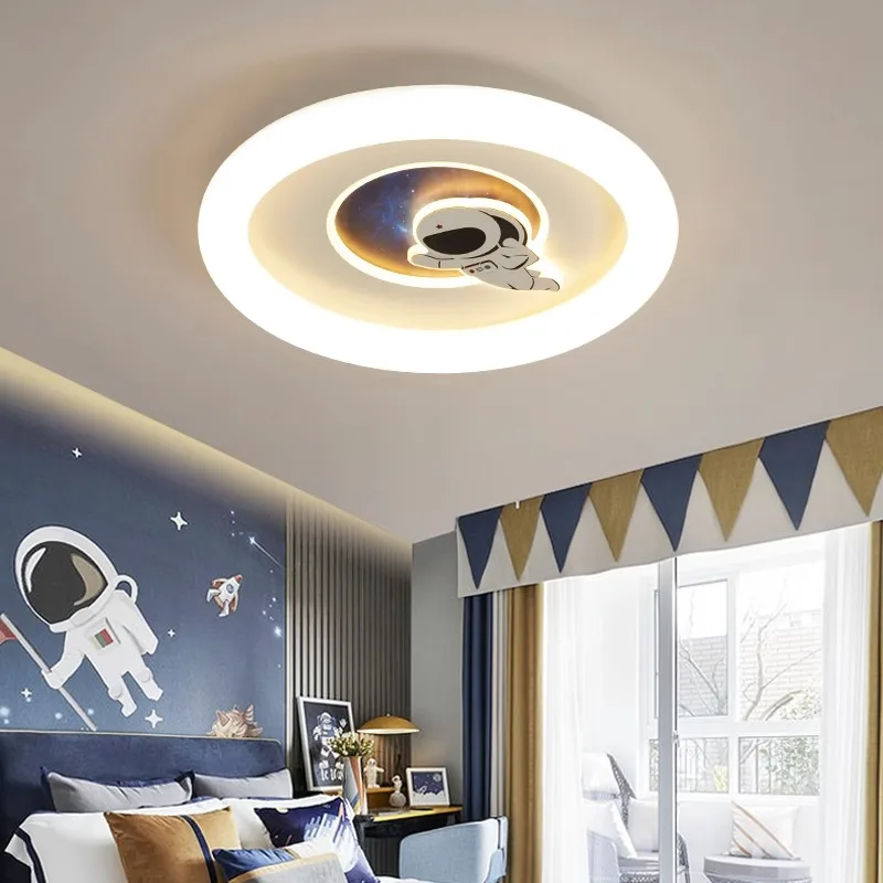 New Cartoon Children\'s Room Light Boy Bedroom Study Ceiling Lamps Girl Planet Spaceman Astronaut Home Deco LED Lighting Fixtures