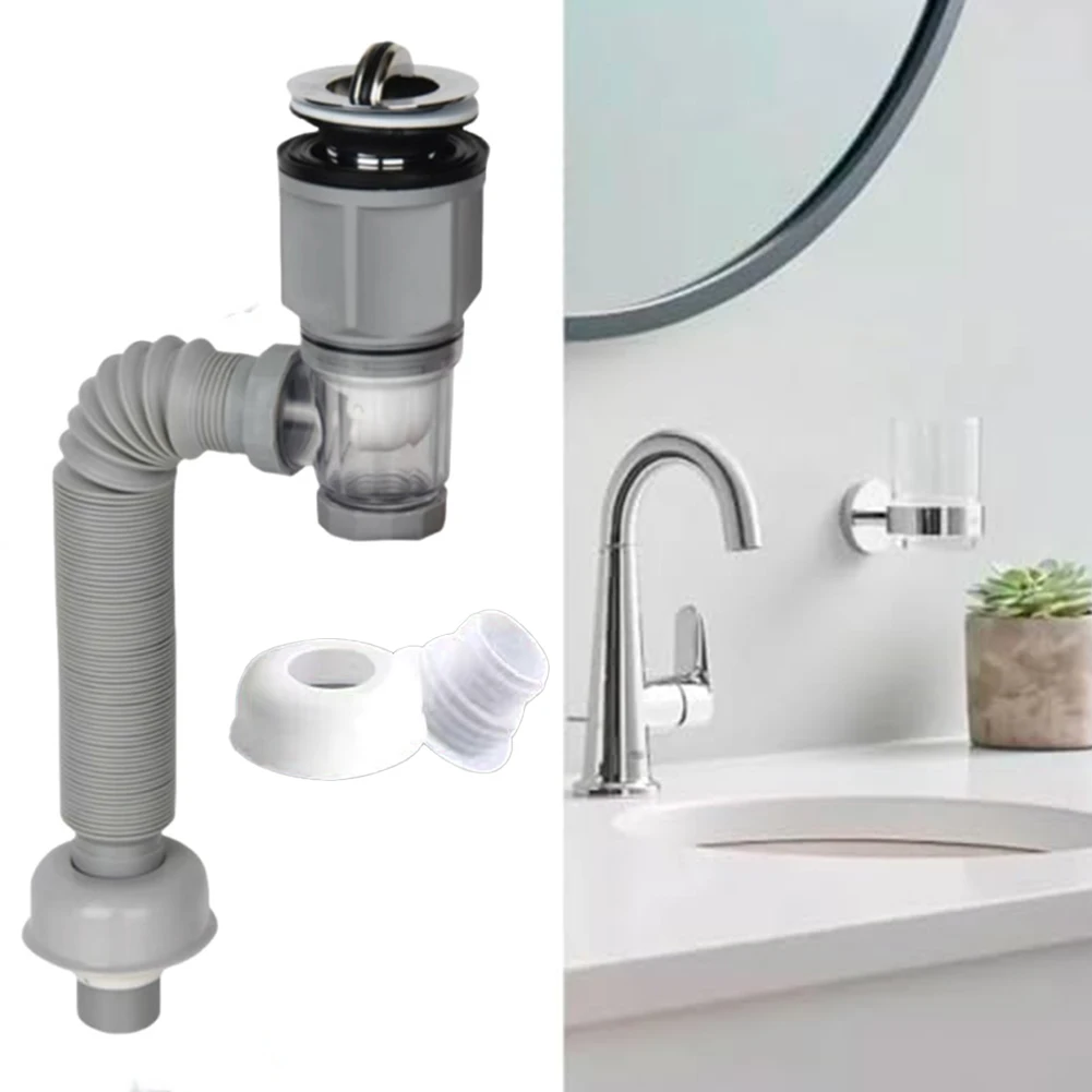 Bathroom Sink Drain Pipe Straight Side Discharge Horizontal Wall Drainage Pipes Smell-Proof & Easy Install Washbasins Parts