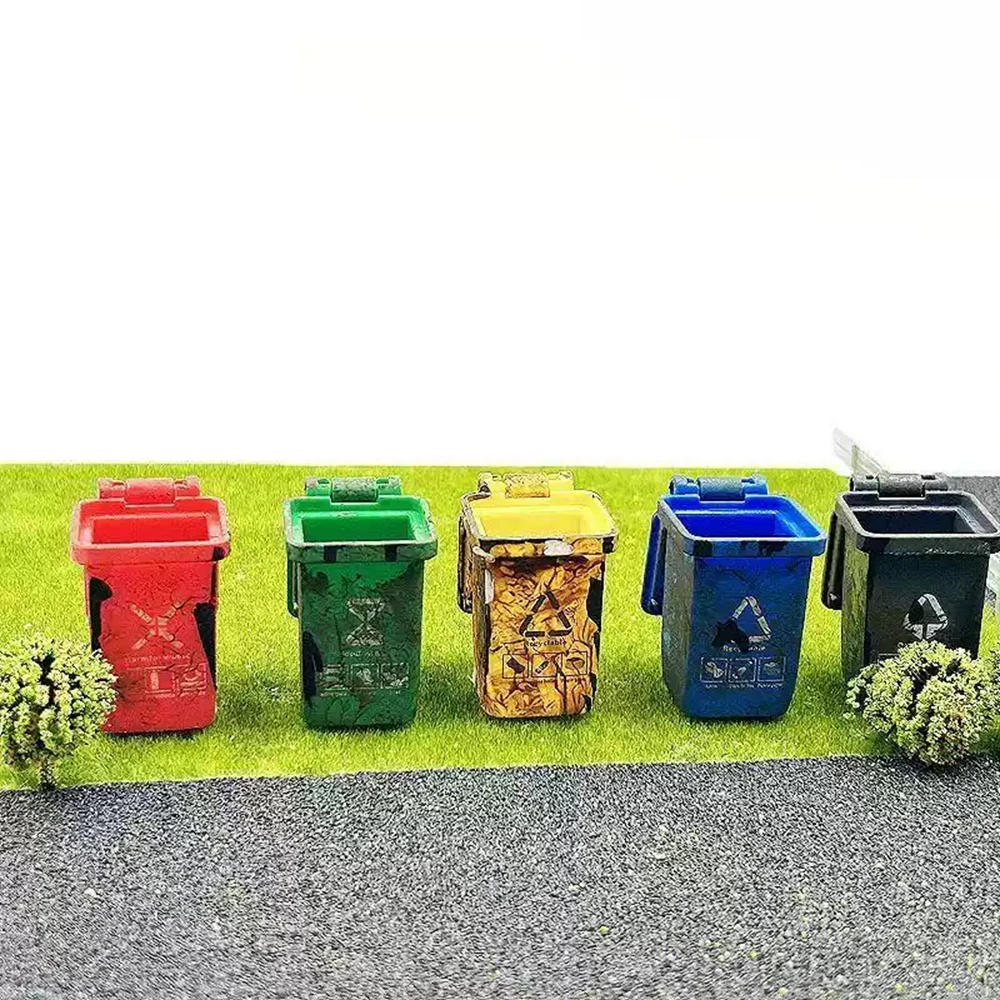 模型鉄道用ミニチュアゴミ箱5個/袋 カスタム風化ジオラマアクセサリーアイテム ミニチュアゴミ箱セット