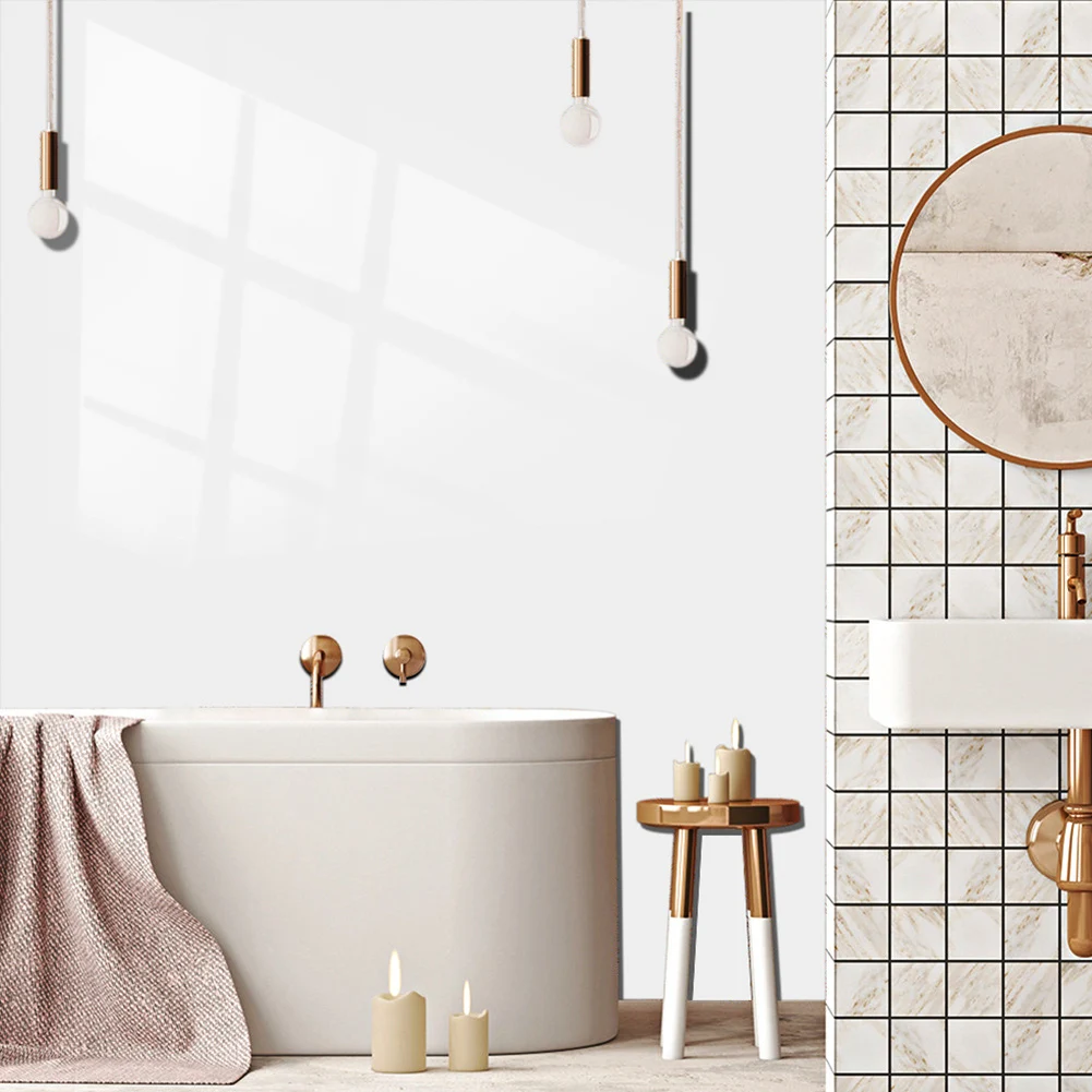 Bathroom Kitchen White Tile Stickers for Walls Floors Indoor Use 3D PVC Material Resistant to Oil Water and Easy to Clean