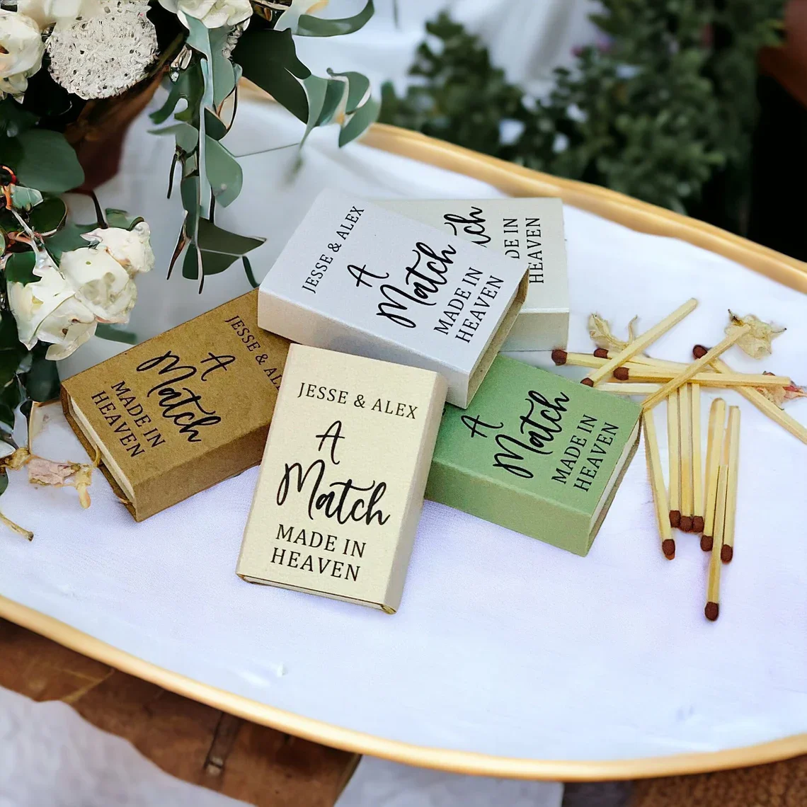 Personalized Wedding Favour Idea - Match Box Table Gift - Custom Favors - Wedding Table Decor Favours - Customized Matches - Tab