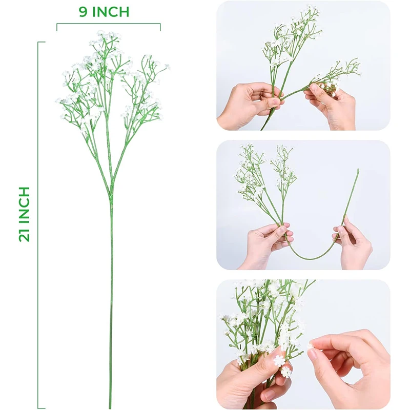 108 Heads 63 cm Baby's Adem Kunstbloemen Plastic Gypsophila DIY Bloemenboeketten Voor Handgemaakte Bruiloft Woondecoratie