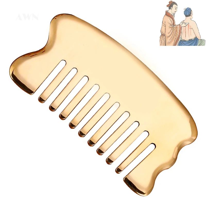 

Латунная пластина для обрезки, гребень, медная пластина для полного корпуса Guasha, универсальная Бытовая медная пластина для обрезки головы шейного отдела позвоночника, шеи