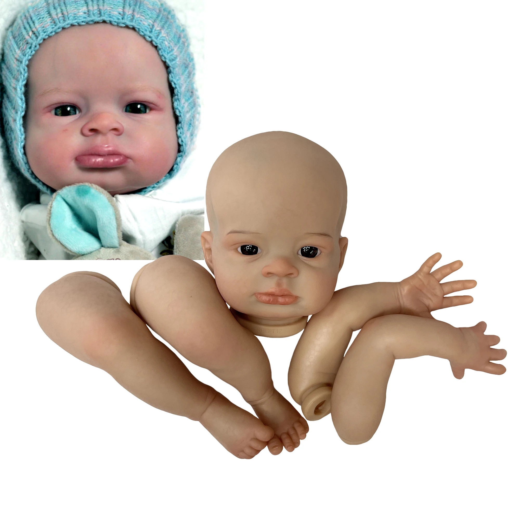 Lanny Bebe Reborn Kits 18-20 Inch Black Skin Unpainted/Painted Open Eyes Unassembled Doll Parts Toy Acessório Kit Bebé Reborn