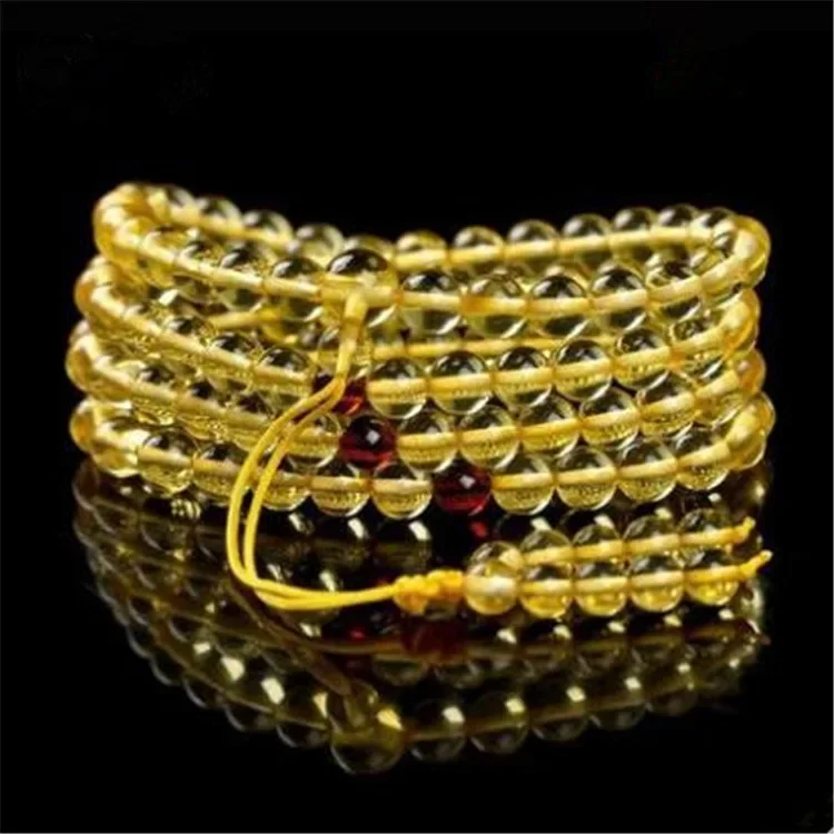 Natural Amber Bracelet 108 Bead Mala Necklace Men Women Fine Jewelry Genuine Baltic Amber Multilayer Tassel Charm Bracelets