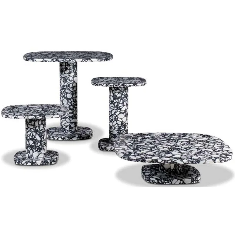 

Modern minimalist natural terrazzo wabi-sabi outdoor coffee side table